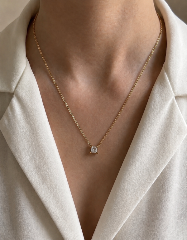 square stone minimal pendant