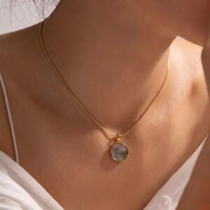Moon gemstone neck chain