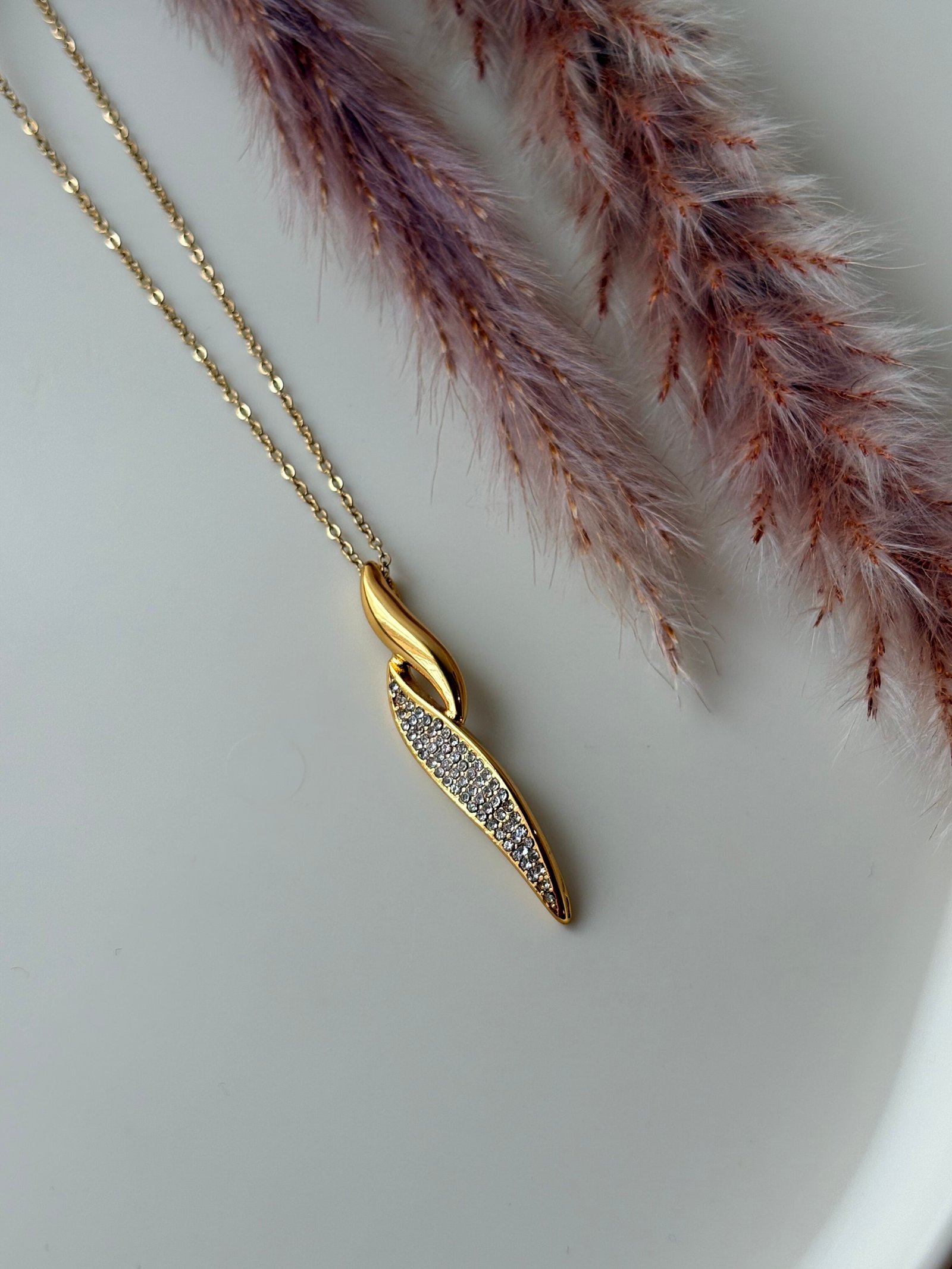 Leaf Shaped Crystal Pendant - Image 2
