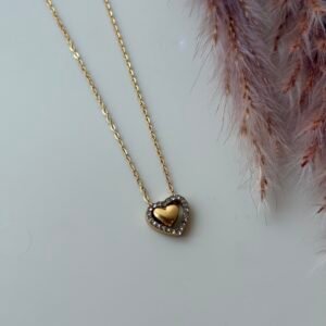 Minimal heart stone pendant