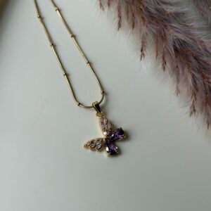 Purple Zircon Butterfly Pendant