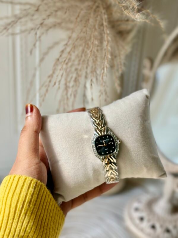 Rhinestone Inset Two-Tone Luxury Fashion Watch