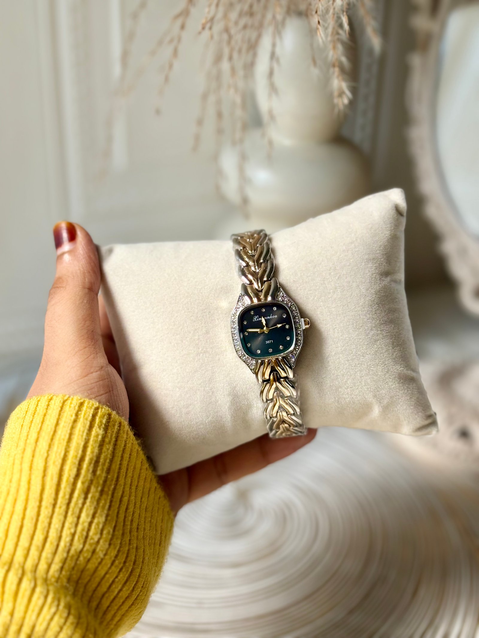 Rhinestone Inset Two-Tone Luxury Fashion Watch - Image 2