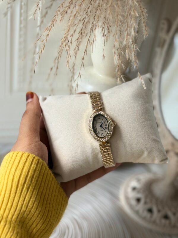 Vintage Oval Gold Link Bracelet Watch