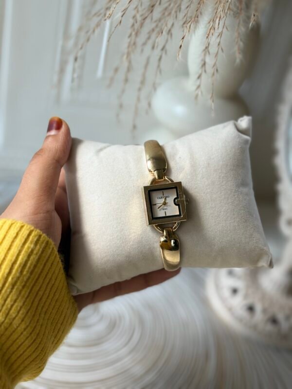 Cartino Minimalist Square Gold Bangle Watch