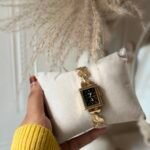Gold Tank Watch with Minimalist Black Face