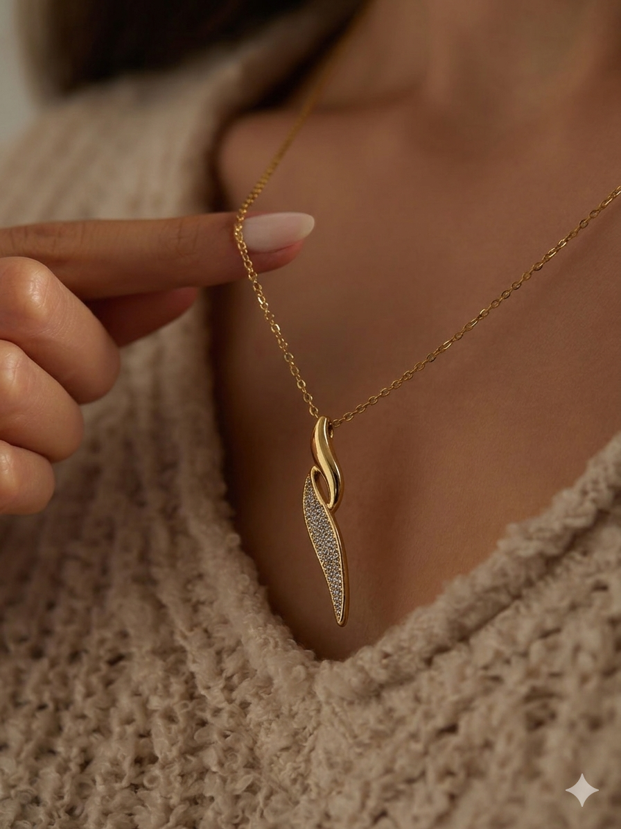 Leaf Shaped Crystal Pendant