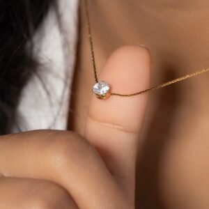 Invesible white stone neck chain