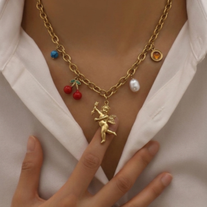 Vintage Cherub Charm Choker