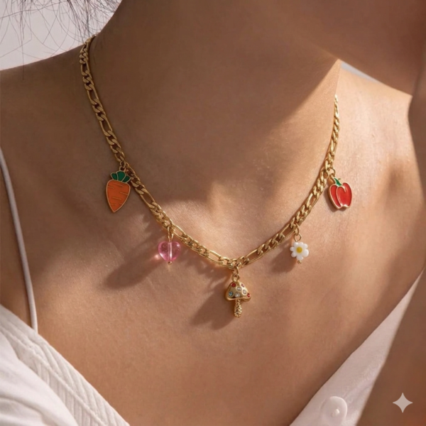 Magic Mushroom & Garden Charm Necklace