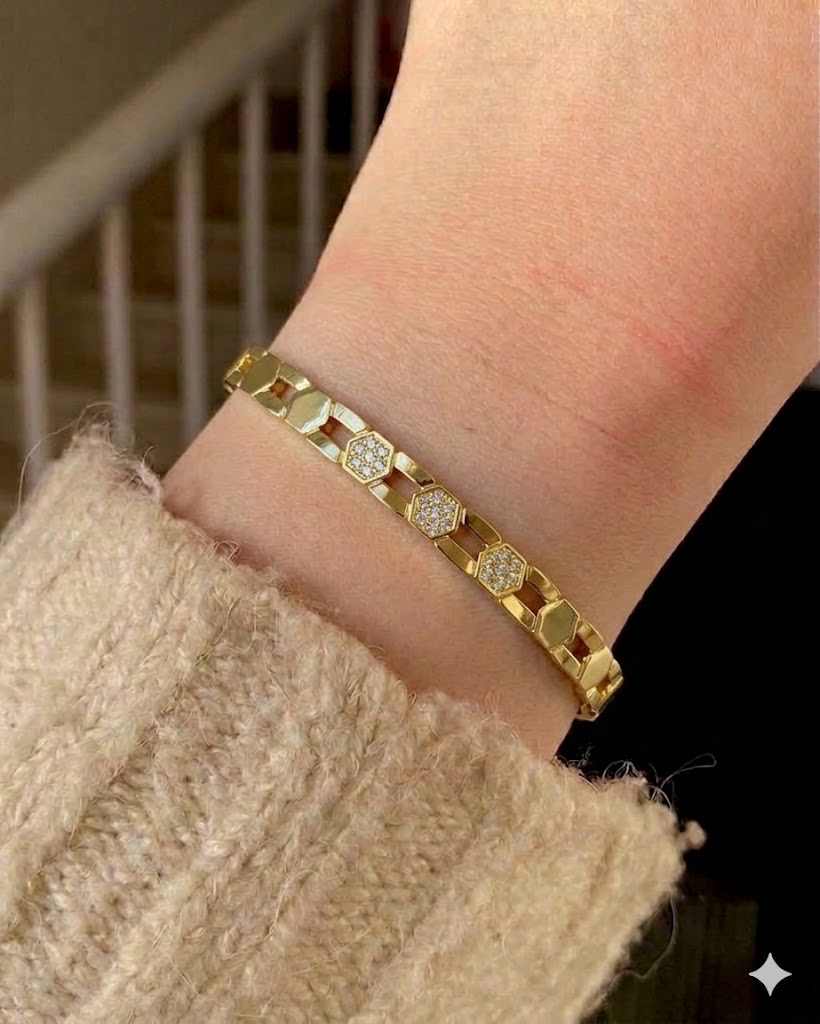 Honeycomb Hexagon Link Bangle
