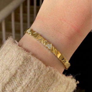 Heart Embrace Crisscross Bangle thin wrist