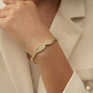 Dual Leaf Marquise Bangle thin wrist