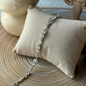 white stone silver tulip bracelet