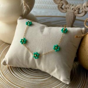 green pearl flower bracelet