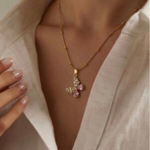 pink butterfly pendant
