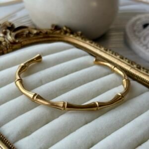 Gold bamboo cuff bracelet