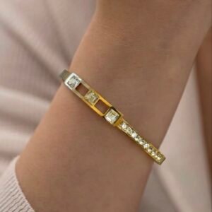 Geometric Square Cut Diamond Bangle