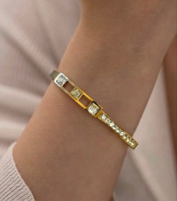 Geometric Square Cut Diamond Bangle