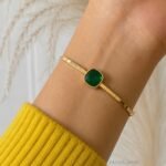 green stone thin wrist bangle