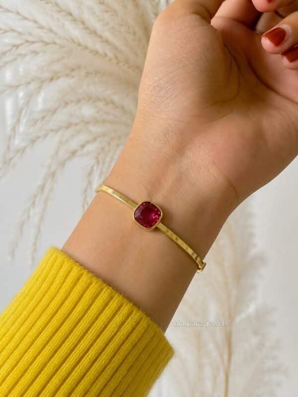 red stone thin wrist bangle