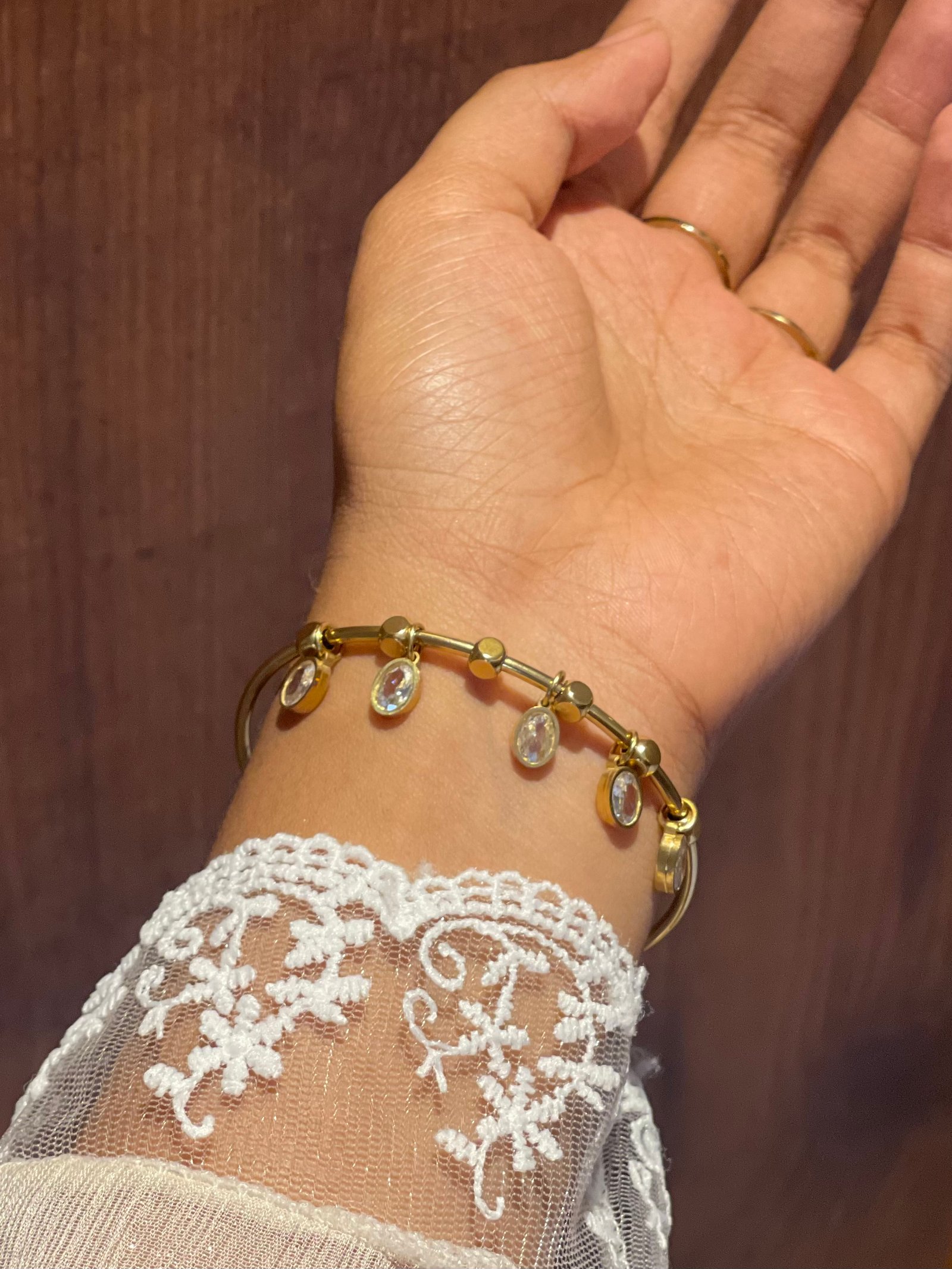 white stone charm bangle - Image 3