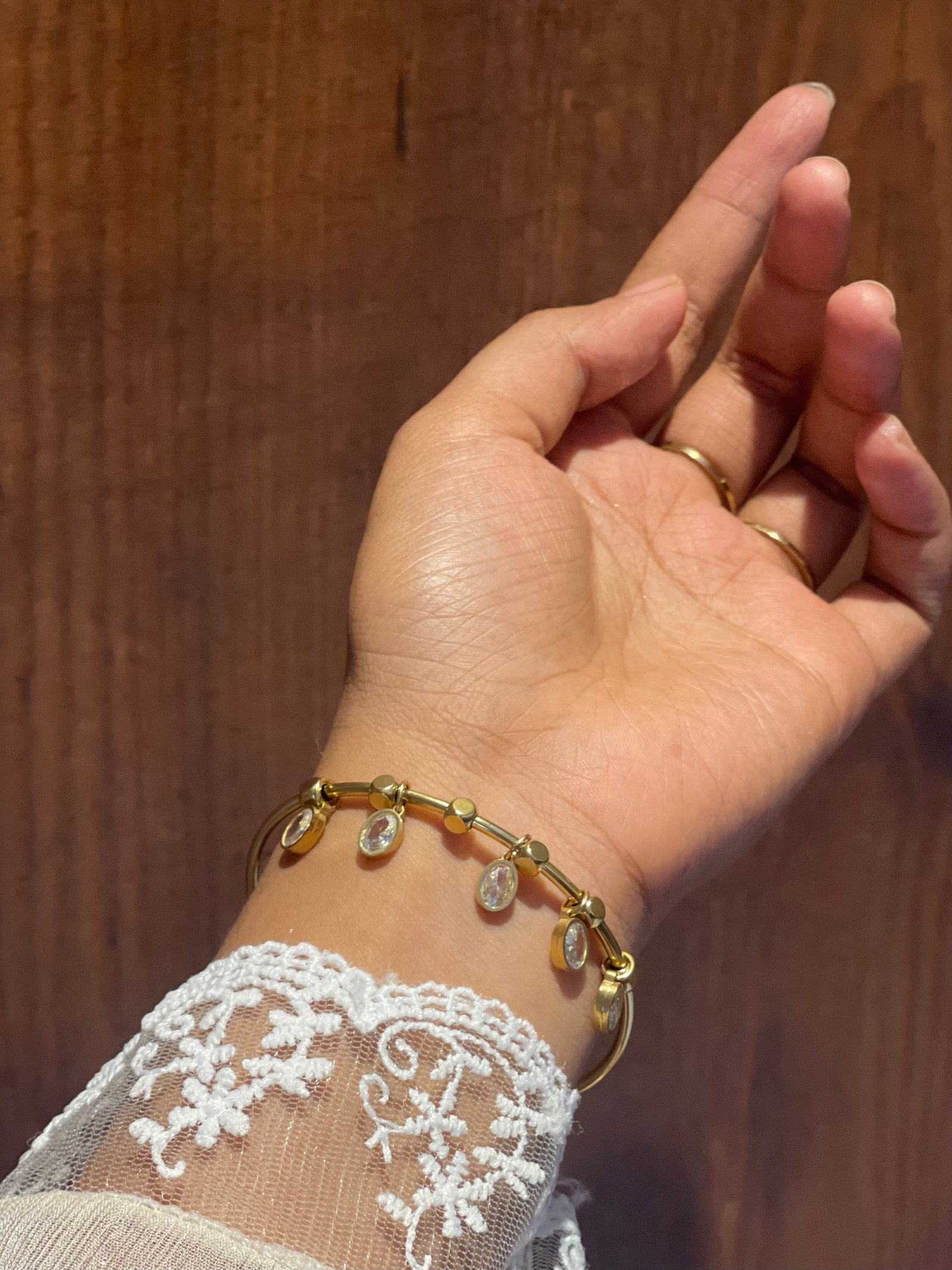 white stone charm bangle - Image 2