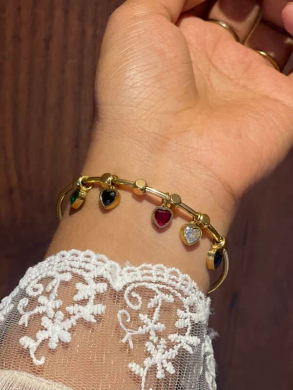 multi heart charm bangle