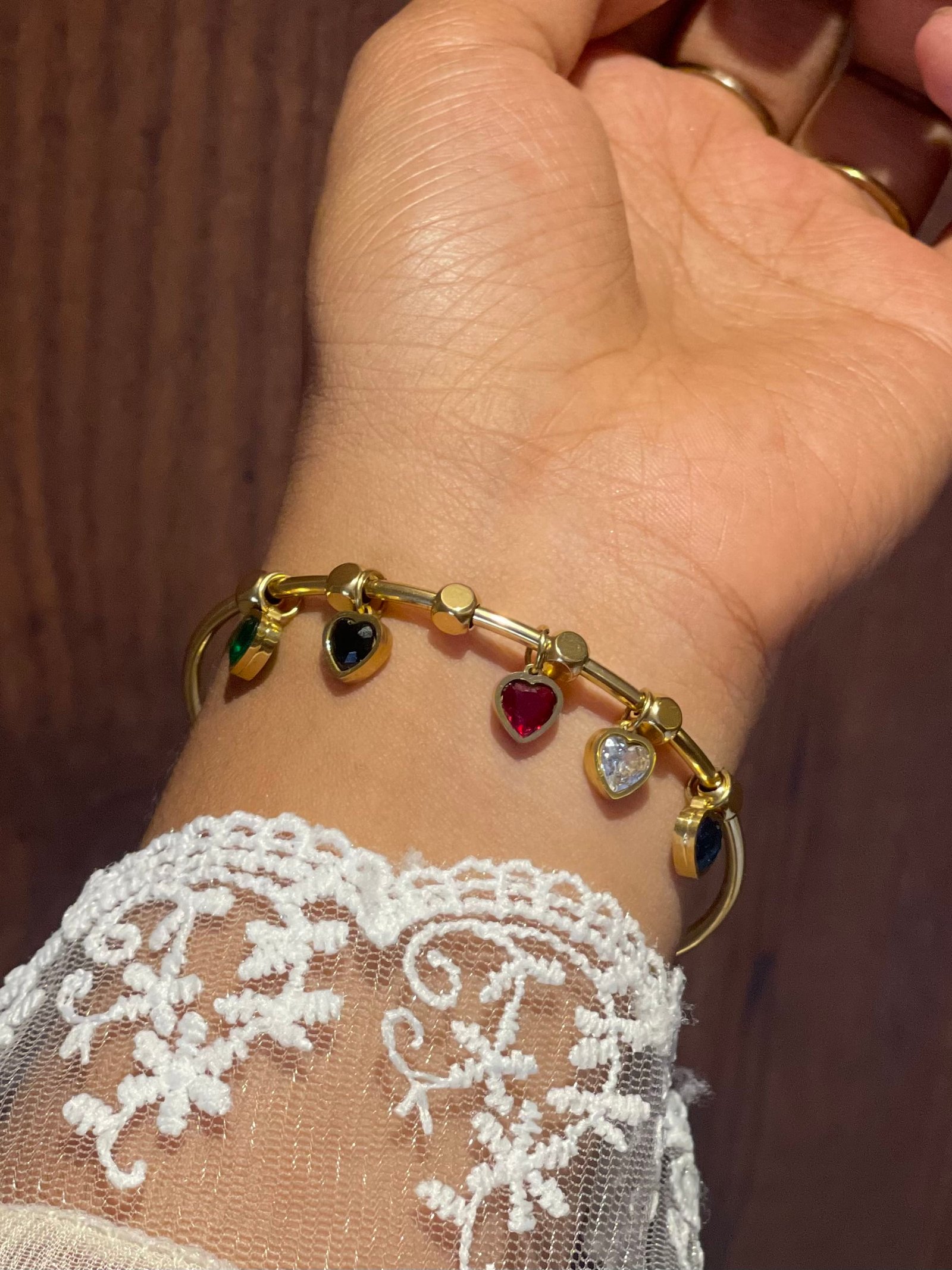 multi heart charm bangle